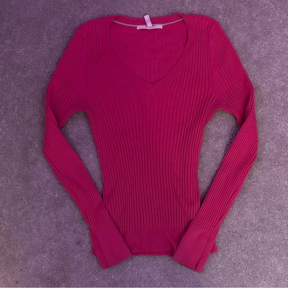 Victoria's Secret Babydoll sweater Hot pink V neck